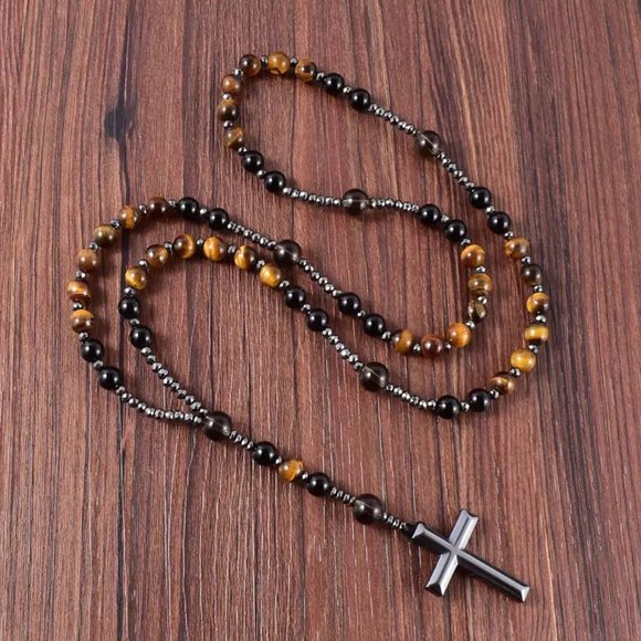 Handmade Tigers Eye & Onyx Bead Necklace main image 0